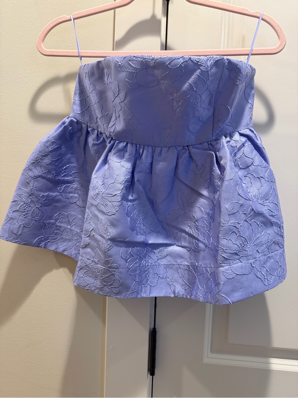 Lavender Floral Jacquard Strapless Top